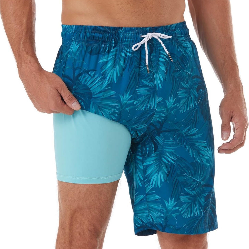 BRISIRA Mens Swim Trunks 9 Inch Inseam Board Shorts with Compression Liner